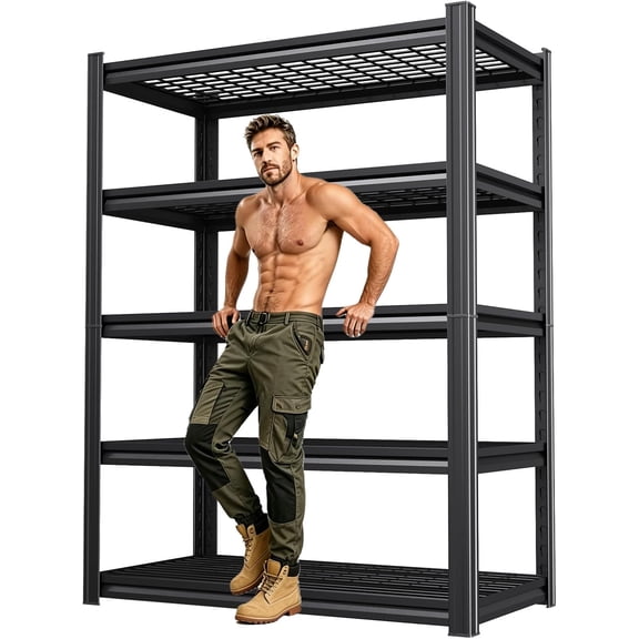 71.2''H Storage Shelves, 2500lbs Garage Shelving,Adjustable Heavy Duty Shelving Unit,5T Tall Garage Shelves,Metal Standing Shelf Units,Utility Rack For Kitchen Warehouse Industrial Basement 72*36*16