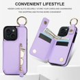 thumbnail image 2 of JTCASES for iPhone 13 Case, PU Leather Lychee Pattern Zipper Purse Finger Ring Buckle Card Slots Stand Shell for iPhone 13 Wear-resistant Shockproof Wallet Cover, Purple, 2 of 8