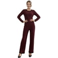 thumbnail image 1 of Conjunto 2 Piezas Blusa Manga Larga Y Pantalón Ajuste Cómodo Sofisticado para Mujer, 1 of 5