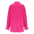 thumbnail image 5 of ibiyuan Women'S 2 Piece Outfits Women's Casual Spring Fashion Set Long Sleeve Shirt and High Waist Drawstring Shorts Solid Two Piece Outfit, 5 of 5