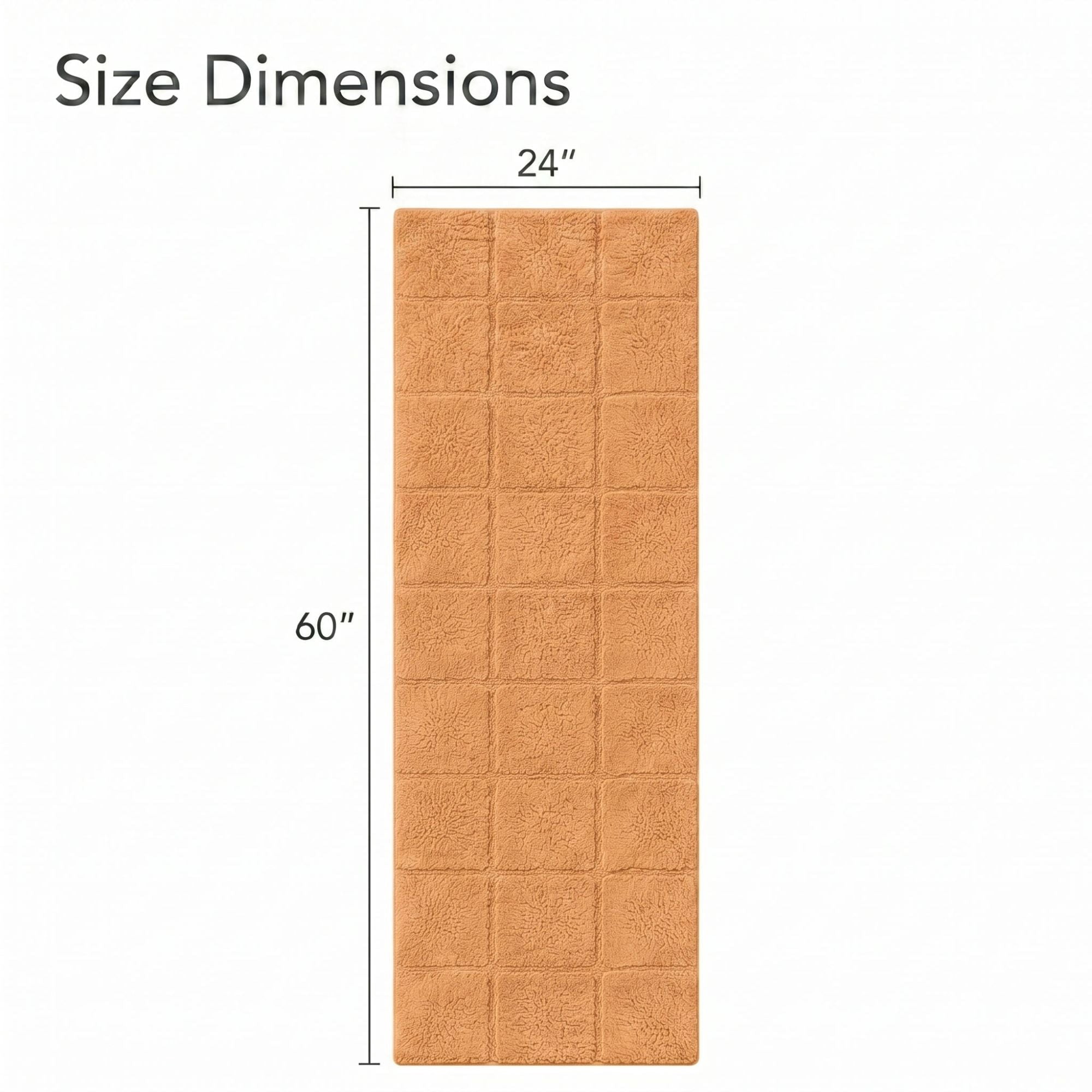 Superior Checkered Non-Slip Cotton 3-Piece Bath Rug Set with Runner, Rust