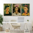 thumbnail image 4 of IDEA4WALL Framed Canvas Print Wall Art Set of 3 Floral Self Portraits by Frida Khalo Retro Art Vintage Nature & Humanities Artwork Colorful Vivid Art Prints for Home Decor - Natural 16"x24"x3, 4 of 5