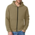thumbnail image 7 of YueHuiYing Men's Fleece Hooded Jacket Solid Color Thickened Warm Multi-Pocket Workwear Relaxed Winter Coat, 7 of 7
