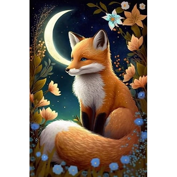 wooden puzzle Fox Under a Moonlit Sky with Flowers Intelligent Game Fit togather a magic Art for home Decoration or Prensent 300 pieces