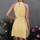 thumbnail image 2 of Vestido A Cuadros Sin Mangas Con Cuello Halter, Agujero De Llave En La Espalda Una Línea Vestido De Volantes A Cuadros De Una Pieza Lavar A Máquina Con Cinturón Para Fiesta ANGGREK No, 2 of 6