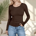 thumbnail image 2 of Ribbed Crew Neck Long Sleeve Tops for Women Slim Fit Undershirts Knit Basic Casual Stretch Tees Shirts, 2 of 6