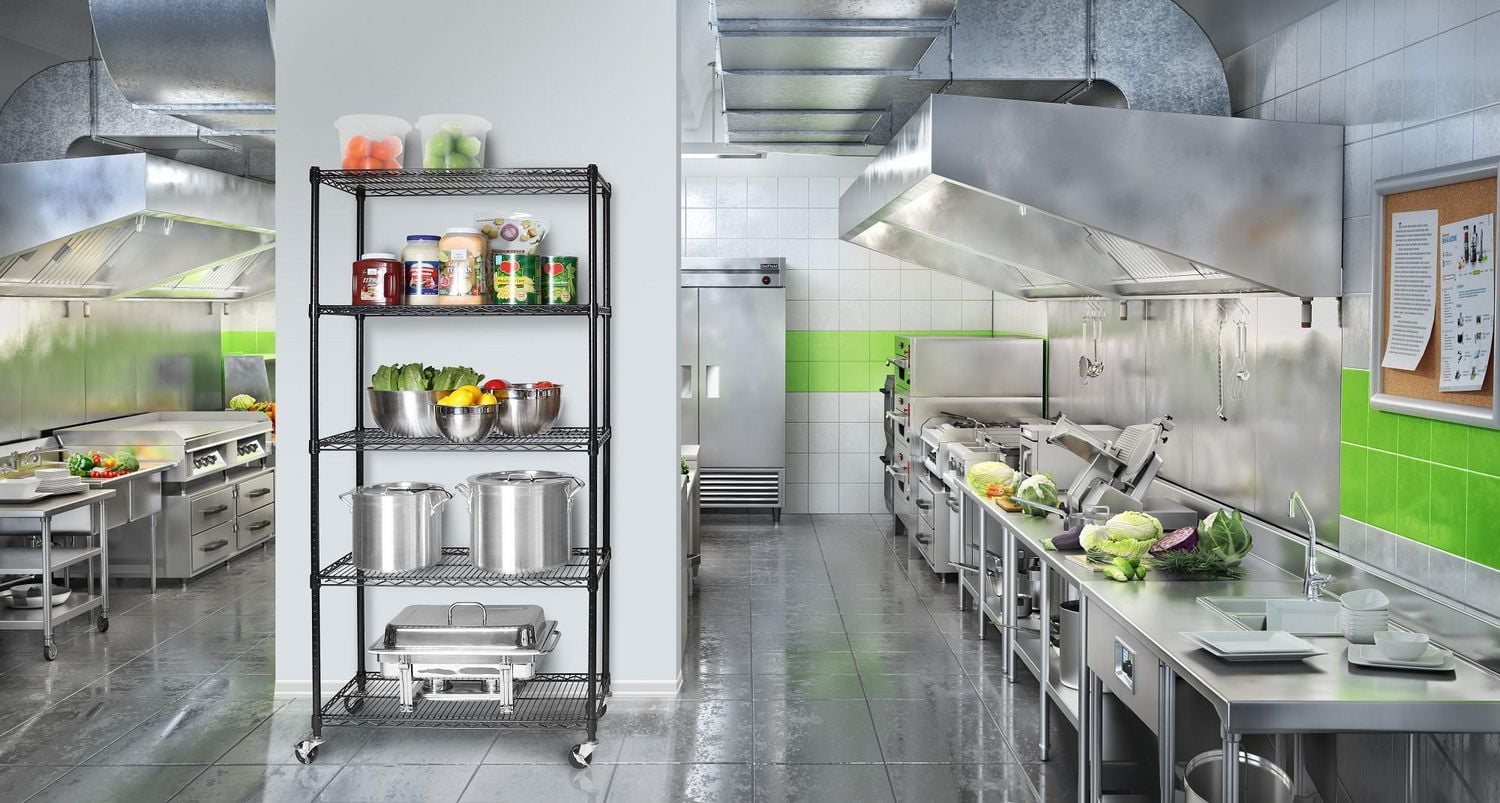 Seville Classics 5-Tier NSF Steel Shelving - Black - 72" H x 36" W x 18" D