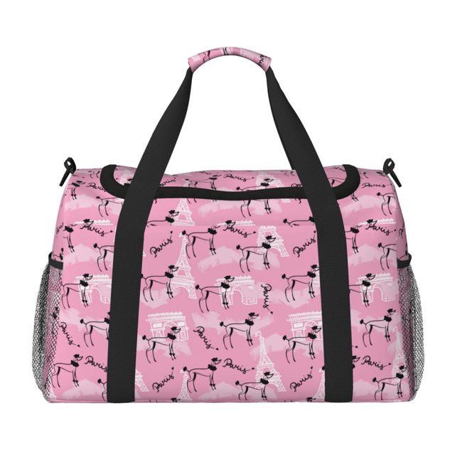 Disketp Cartoon Poodle Dog Bolsa de Viaje Tipo Duffle, Bolso de Mano para Fin de Semana para Mujer, Bolsa de Gimnasio Ligera para Hombre, Esencial para Viajes
