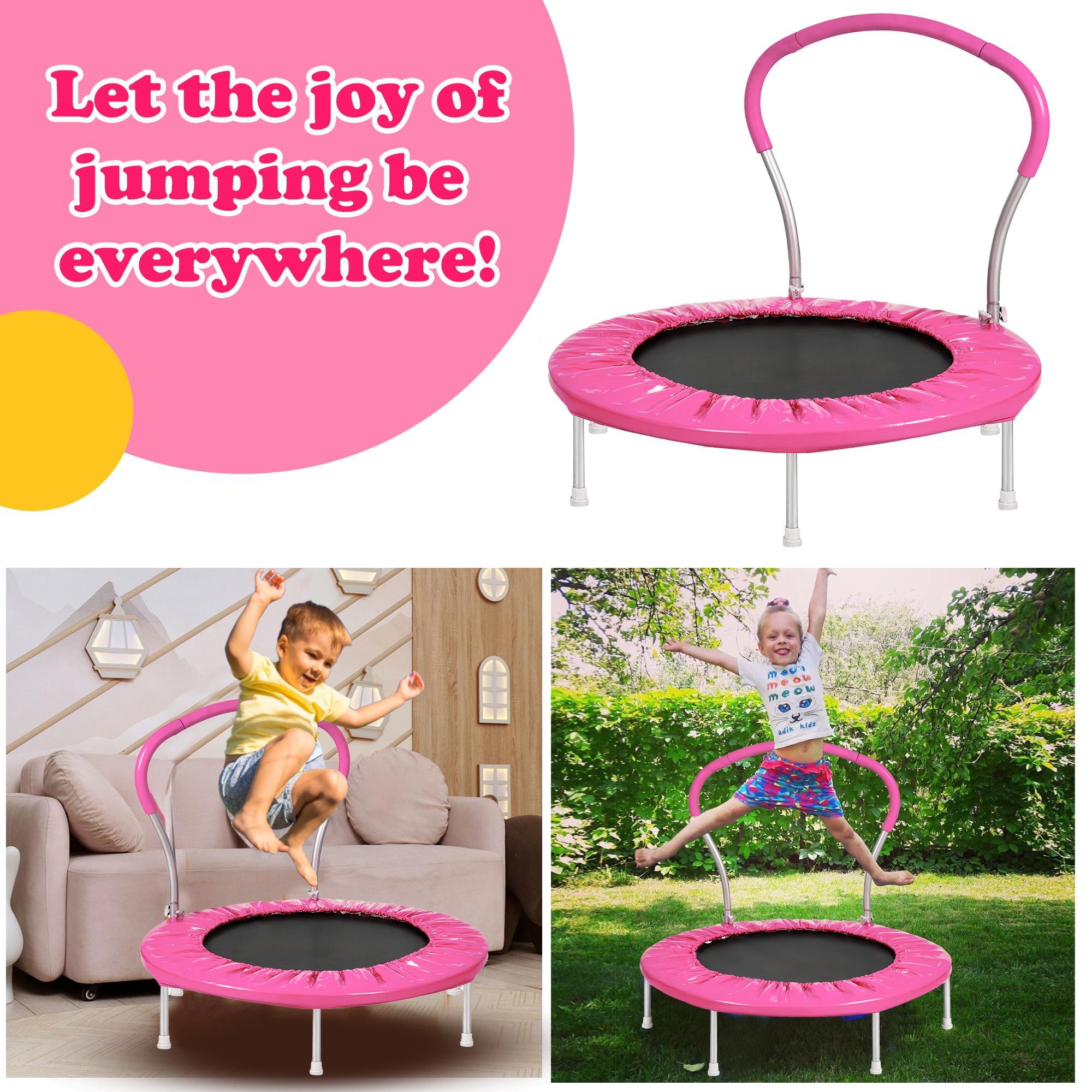 Seizeen 36'' Small Kids Trampoline, Toddler Trampoline Foldable Rebounder with Handle, Mini Trampoline for Indoor Outdoor, Gift for 3-7 Years Boys and Girls - image 3 of 9