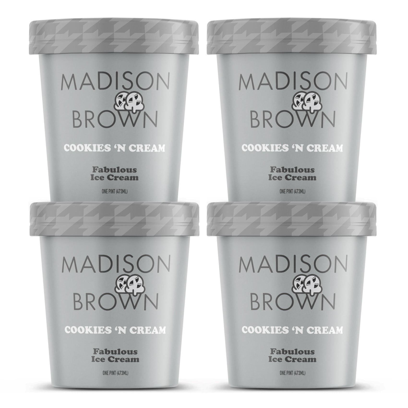 Madison Brown Cookies 'N Cream Ice Cream, 1 Pint, 4 Count