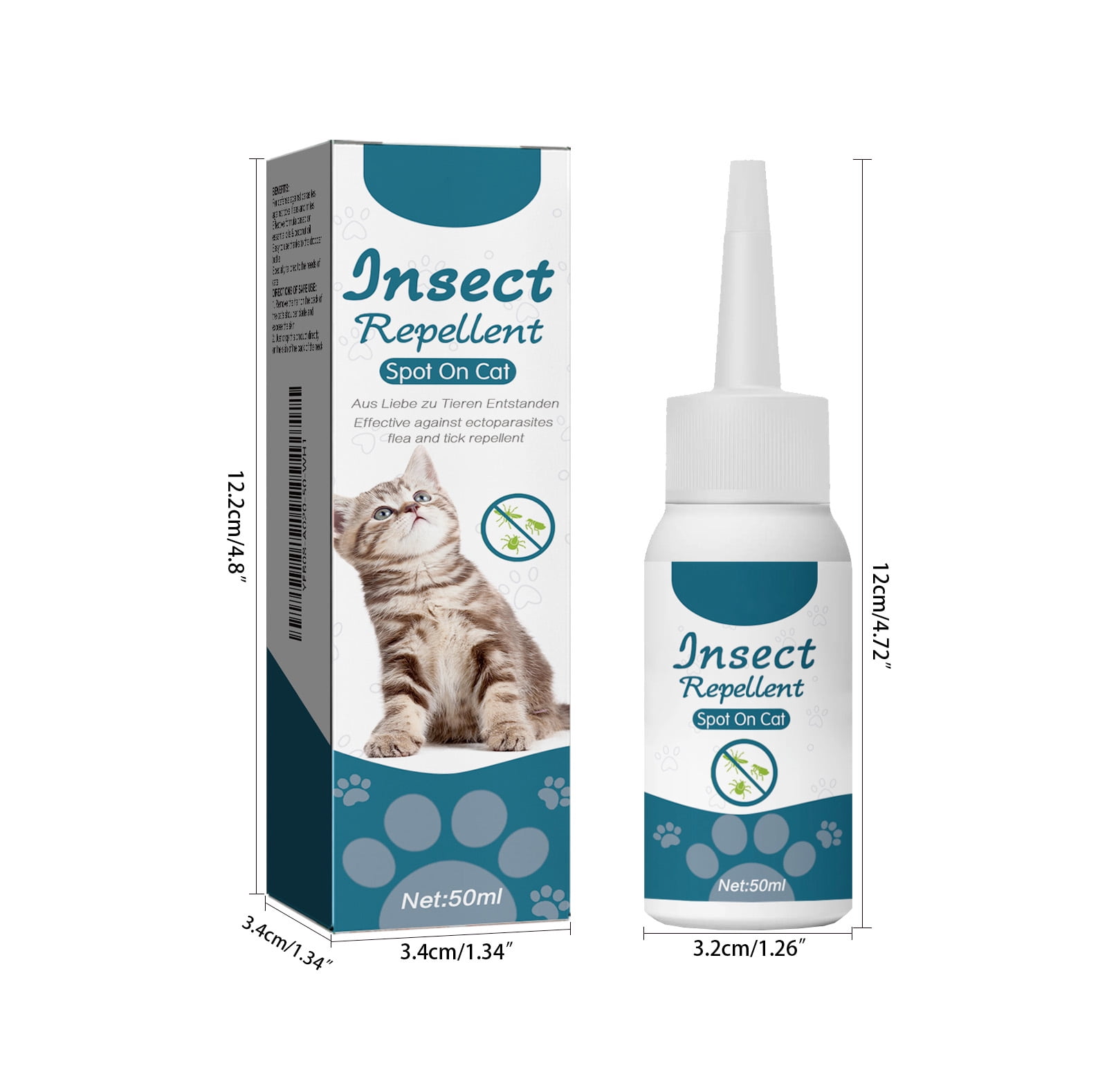 Alvantor Insect Repellent Spot On Cat Flea and Tick Prevention Treatment - Natural Essential Oil Repellent, 1.69fl.oz