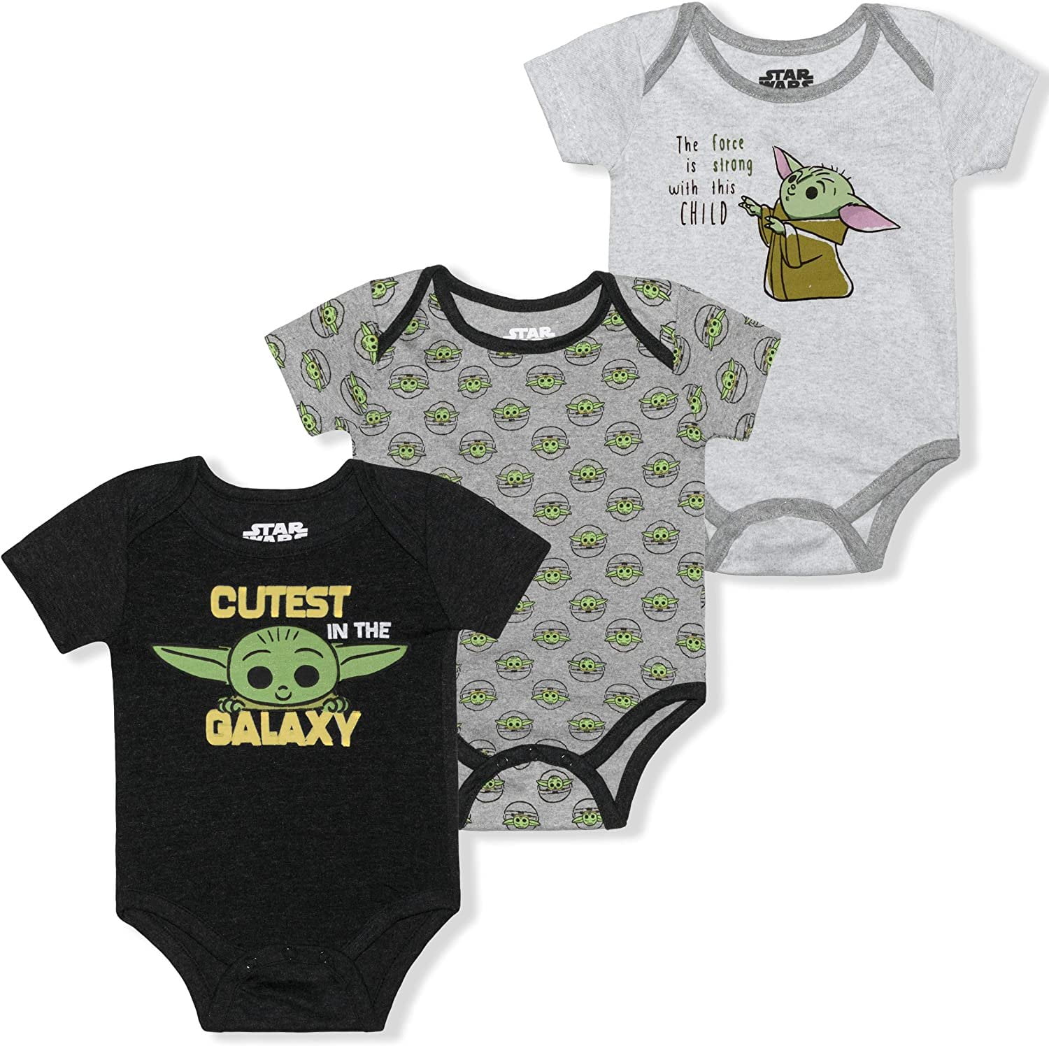 Star Wars Toddler and Infant The Mandalorian Baby Yoda Cutest in The Galaxy Onesie Pajama Sleeper Outfit 