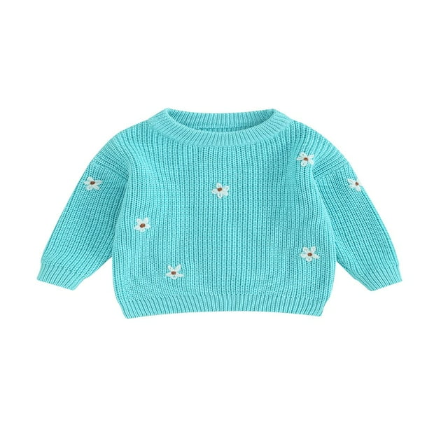 Chandails Tricotés Décontractés pour Filles, Manches Longues, Fleur, Chandail Chaud à Enfiler, Haut, Vêtements d'Automne et d'Hiver