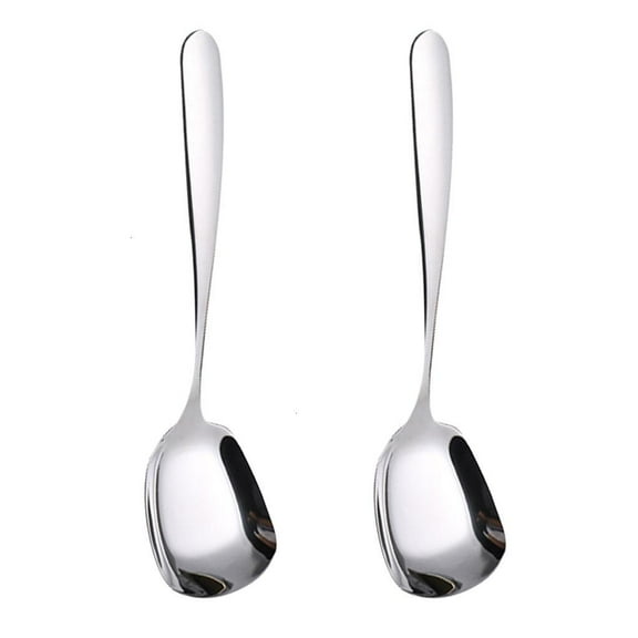 Set of 2 Functional Stainless Steel Spoon With Square Head For Dining And Event