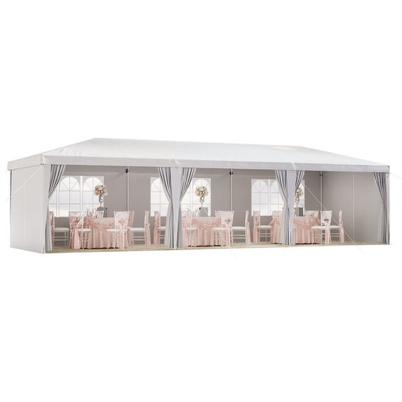 10'x30' Canopy Tent with 8 Removable Waterproof Walls, Instant Setup Party Tent for Weddings, Camping, Backyard & Outdoor Events