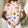 thumbnail image 5 of Women's Shirt Hawaiian Print Button Short Sleeved Pocket Casual Top, 5 of 5