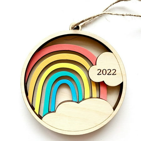 

Rainbow Christmas Circular Decorations DIY Pendant Hanging Gift Christmas Decor Pink Purple