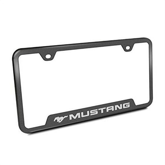 Ford Mustang Laser Etched Logo Cut-Out License Plate Frame (Rugged Black)