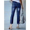 thumbnail image 5 of DOKOTOO Womens Straight Leg Jeans Classic Blue Strechy Raw Hem Jeans High Waisted Denim Pants, 5 of 9