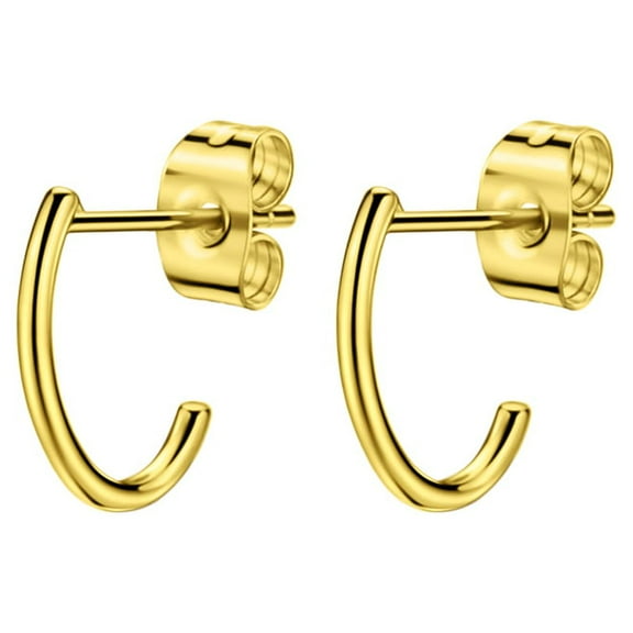 Gold Plated Surgical Steel Stud Earrings for Women Faux Hoop Earrings