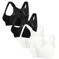 thumbnail image 1 of ylioge S-5XL Sports Bras for Women Plus Size Front Closure 3 Pack Compression Bralettes Wireless Push Up High Support Multipack Underwear Bra, 1 of 7