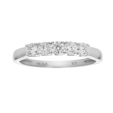 5 Ct Diamond Rings - 1/2 CT 5 Stone Diamond Ring 14K White Gold