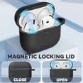 thumbnail image 2 of Funda de Silicona Negra para AirPods 4 (2024) con Cierre Magnético y Llavero que Incluye Kit de Limpieza 3 en 1 para Protección Total, 2 of 7