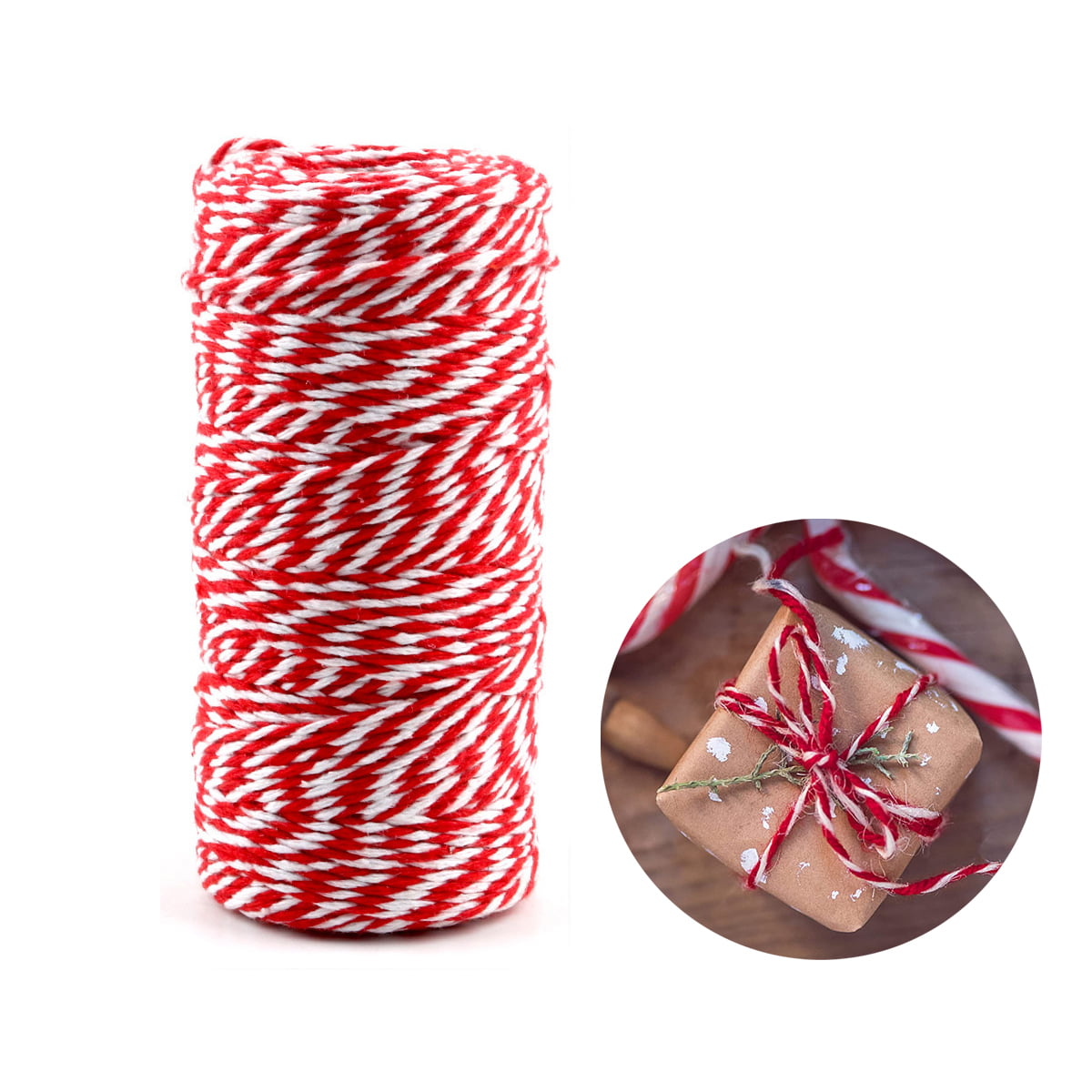 100m Chunky Red & White String Cord Christmas Gift Wrap Candy Cane Bakers Twine, Women's, Size: One Size