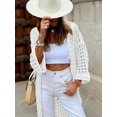 thumbnail image 3 of Women's Solid-Color Openwork Long Cardigan (Resort Style), 3 of 6