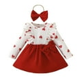 thumbnail image 2 of Weiqiqre Robes de Mode pour Filles, Combinaison Robe à Manches Longues à Col Rond pour Bébé Fille + Bandeau Ensemble Deux Pièces, 2 of 9