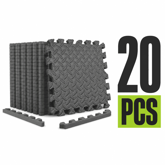 Helptips 20Pcs Exercise Mats EVA Foam Floor Tiles, Interlocking Gym Flooring for Home Gym and Play Areas