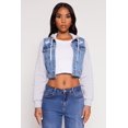 thumbnail image 2 of Women's WAX Distressed Hooded Jean Jacket, 2 of 4