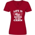thumbnail image 3 of Inktastic Life is Better at The Cabin with Trees and Moon Women's V-Neck T-Shirt, 3 of 5