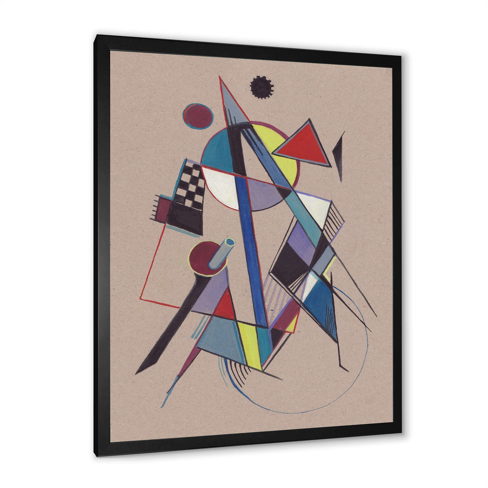 Designart 'Abstract Compositions Of Colored Geometric III' Modern Framed Art Print