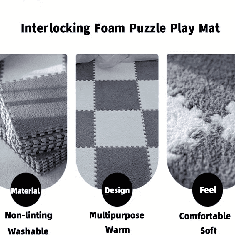 GtuiBugt Carpet Squares Puzzle Mat Plush Interlocking Foam Anti Slip 20 Pack 11.8 x 11.8 Inch
