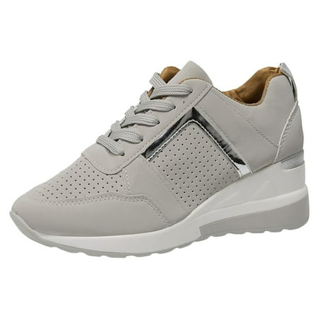 

VMESZQFG Womens Slip on Shoes Womens 996 V2 Sneaker Ladies Summer Fashion Leather Lace Up Round Head Breathable Thick Sole Casual Sports Shoes Light Weight Womens Shoes Gray