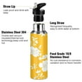 thumbnail image 3 of 1000ml Vacuum Insulated Sports Water Bottle with Foldable Straw Stainless Steel Portable Thermos Cup White Floral Silhouettes, 3 of 7
