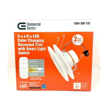Commercial Electric 5 in  6 in LED Color Changing Recessed Trim with Smart Light Switch (2 Pack)