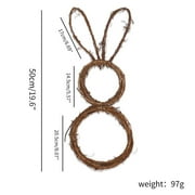 Toyfunny Easter Handmade Rattan Decoration Rabbit Shape Wreath DIY Wreath Foldable Rattan Rabbit Pendant