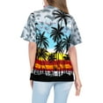 thumbnail image 4 of HAPPY BAY Button Down Shirt for Women Casual Summer Beach Party Short Sleeve Vacation Blouse Shirt Hawaiian T-Shirt Blouses Dress Tee Shirts Tops for Women XL Palm Tree View, Grey, 4 of 5