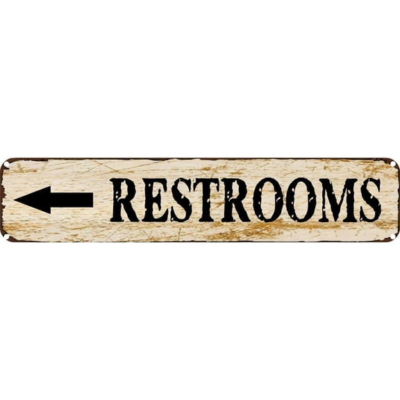 Vintage Tin Sign Retro Metal Wall Decor Restrooms With Arrow Rustic Aluminum Plaque for Home,Bar,Kitchen,Garage,Man Cave 4x16 Inch