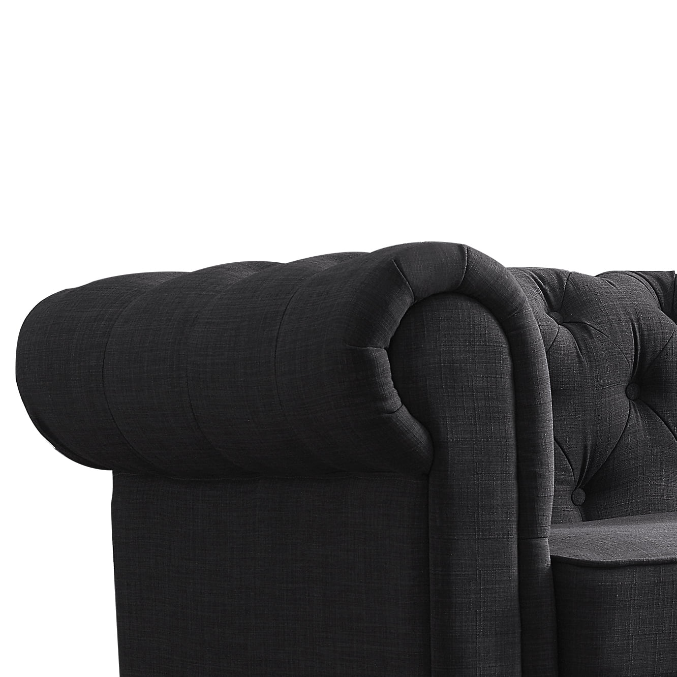 Gewnee Dark gray 65” Loveseat, Solid Wood Frame & Rubberwood Legs for Living Room, Apartment, Guest Room