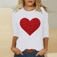 thumbnail image 2 of VKOYWKM Women's 3/4 Sleeve Tops Valentines Day Shirts Cute Heart Print T-Shirts Loose Fit Holiday Tops Spring T-Shirt Casual Crew Neck Romantic Valentine T-Shirts, 2 of 5