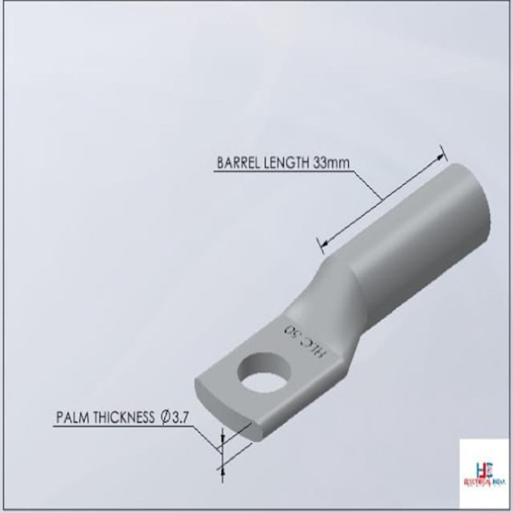 HLC Aluminum Lug | 50 mm² Wire Connector | Stud Hole | Heavy Duty Electrical Cable Lug | Crimp Type pack of 6