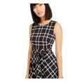 thumbnail image 3 of CALVIN KLEIN Womens Black Plaid Sleeveless Midi Fit + Flare Dress Size: 16, 3 of 4