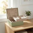 thumbnail image 1 of SONGMICS Caja Joyero, Estuche de Joyas con 2 Capas, con Asa, Bandeja Flexible, 20.5 x 24 x 11 cm, Verde Laurel, 1 of 9