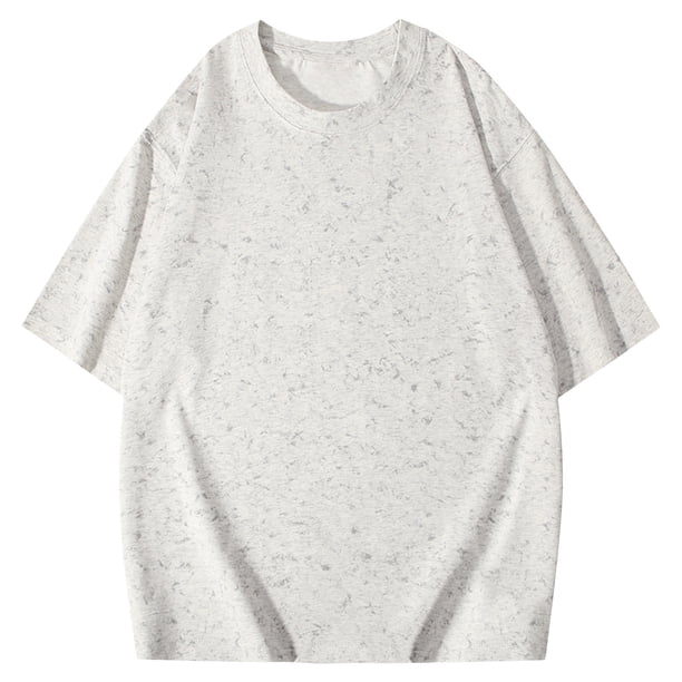 Blusas y camisas de manga corta con cuello redondo para hombre, blusas/camisetas casuales de verano a la moda de color liso con cuello redondo para hombre.