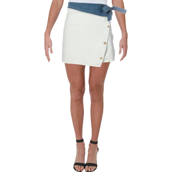 Line & Dot Womens Denim Asymmetrical Mini Skirt