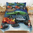 thumbnail image 6 of Blaze And The Monster Machines Duvet Cover Bedding Set Cartoon Print Soft Quilt Cover 3 Pieces, 1 Comforter Cover & 2 Pillowcases for Kids Teens Boys Girls Room Decor 90"x90", 6 of 8