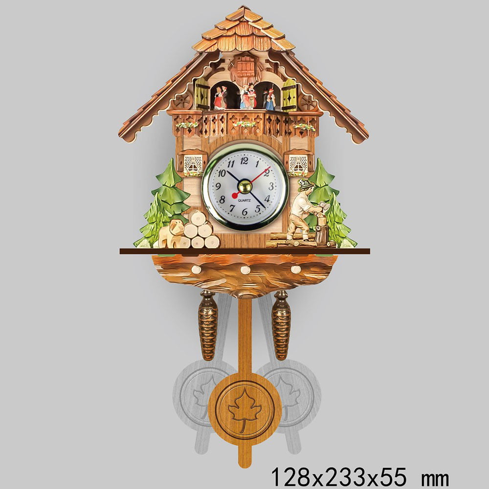 Handcraft Cuckoo Clock Tree House Swing Wall Clock Beautiful Home Decor 1pc 